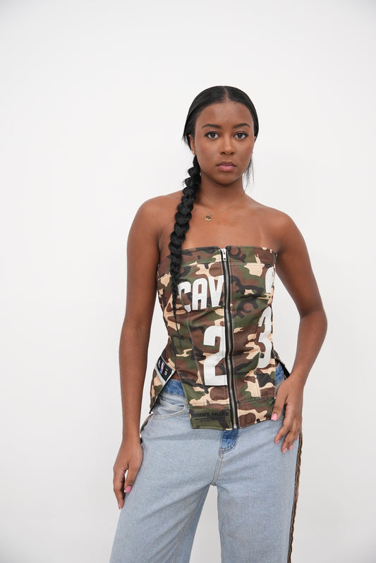 Zip Up Corset Camo