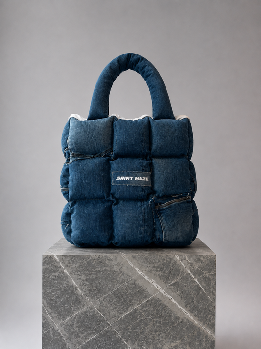 Boss Up Denim Puffer Bag