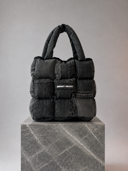 Boss Up Denim Puffer Bag