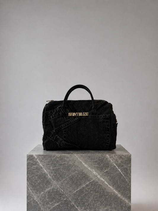 Mini Black Patchwork Duffle Bag