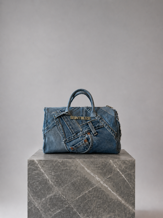 Mini Blue Patchwork Duffle Bag