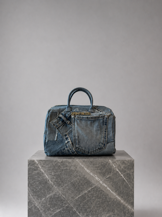Mini Blue Patchwork Duffle Bag