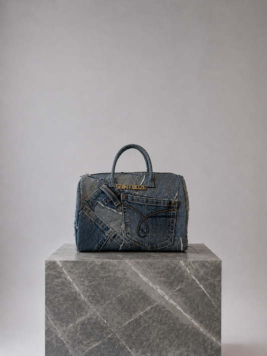 Mini Blue Patchwork Duffle Bag