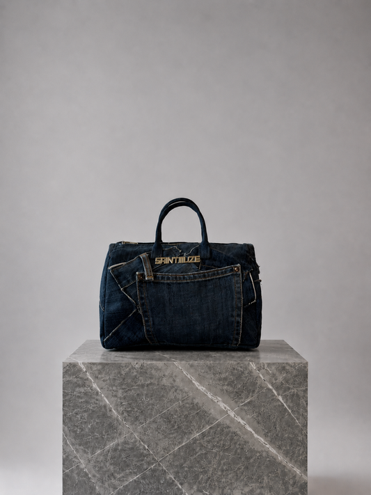Mini Dark Blue Patchwork Duffle Bag