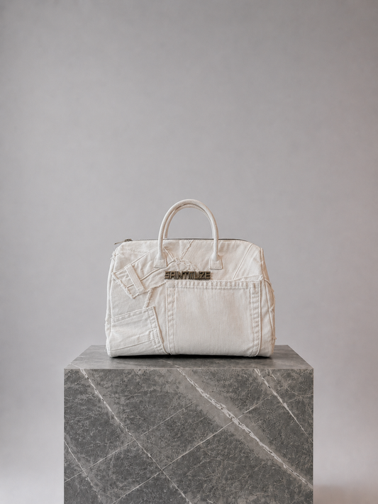 Mini White Patchwork Duffle Bag
