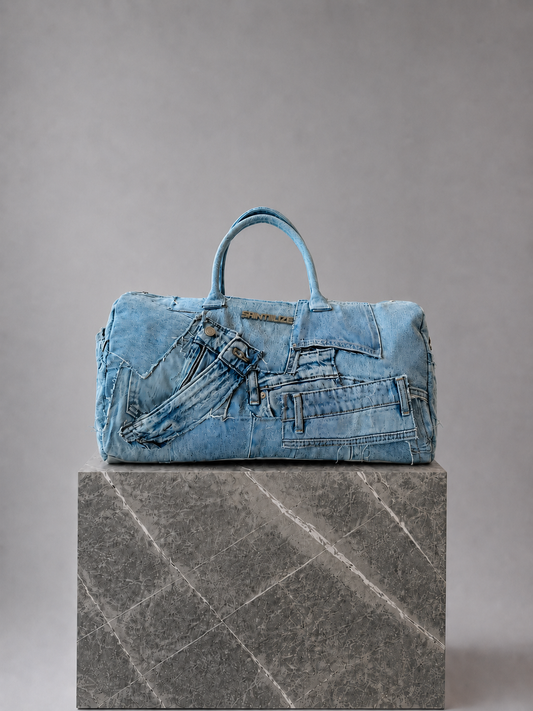 Weekender Light Blue Patchwork Duffle Bag