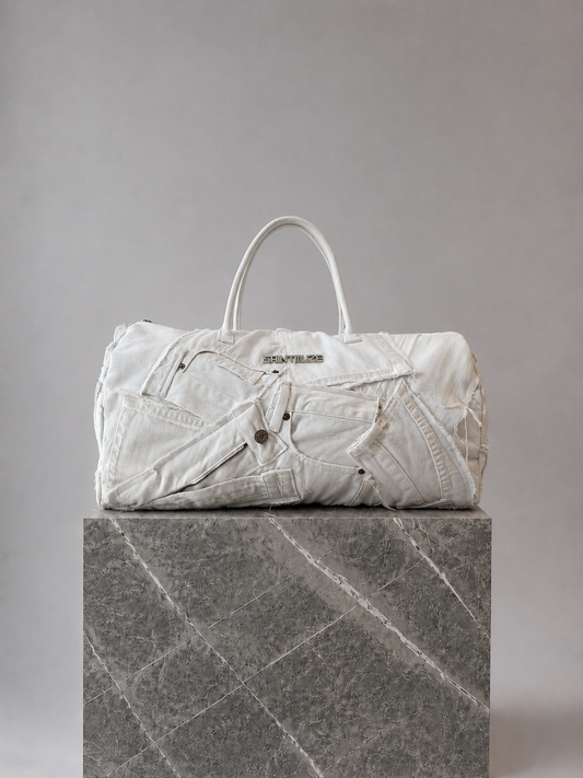 Weekender White Patchwork Duffle Bag